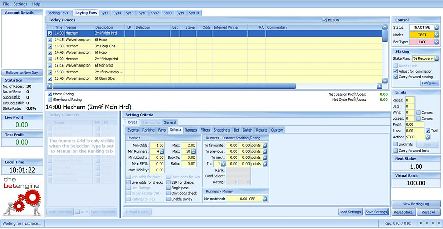 The Bet Engine - Main Interface