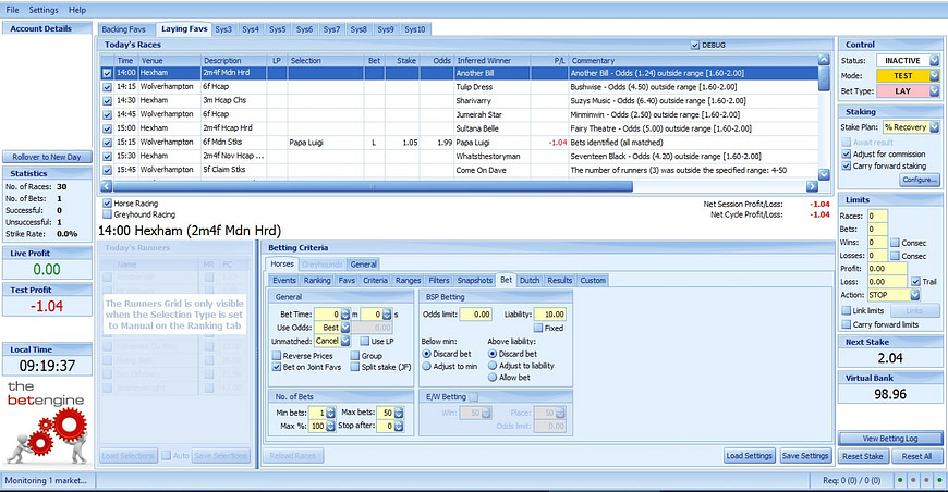 The Bet Engine - Strategy Testing