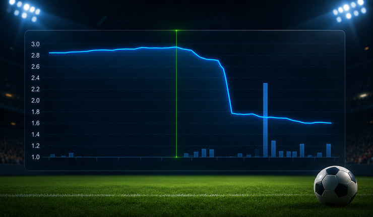 Graph showing an example of price movement in a football market
