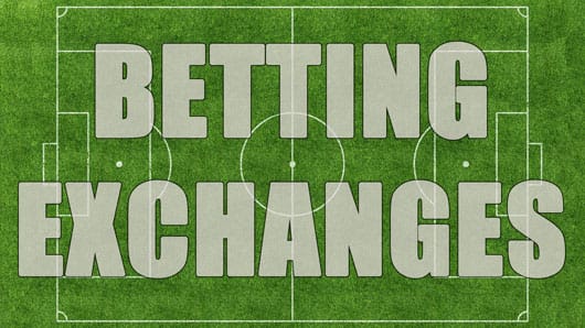 Betting exchanges logo with a football pitch in the background
