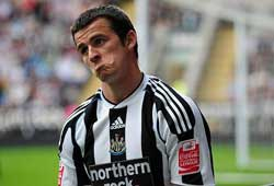 footballers-gambling-image Joey Barton looks sad while playing for Newcastle United.