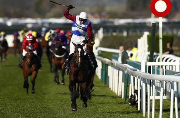 One For Arthur races towards the finish line at the 2017 Grand National.