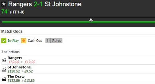 Rangers v St Johnstone Betfair Match Odds market