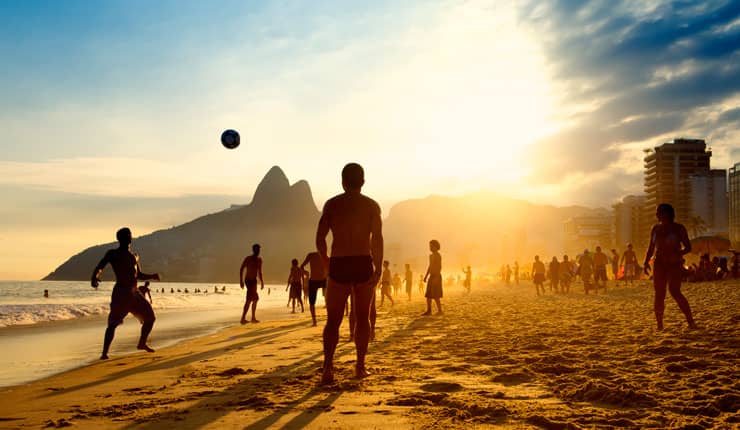Beach football in Rio de Janeiro, Brazil