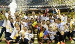 Club America celebrate their 12th Liga MX trophy back in 2014.
