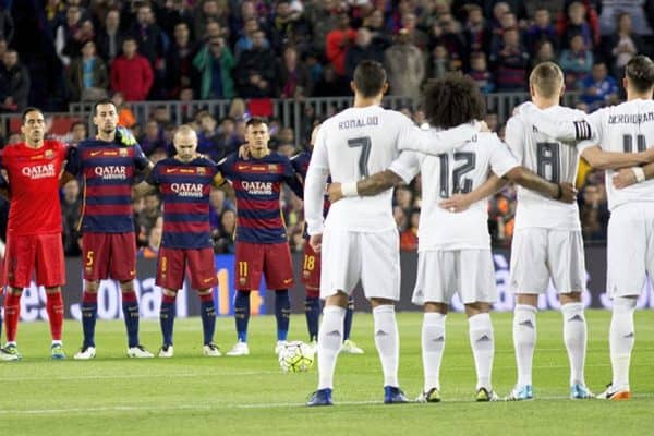 Barcelona and Real Madrid line up ahead of the El Clasico.