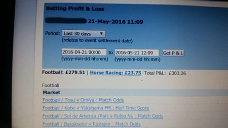 Betfair profit for 30 days of football trading.