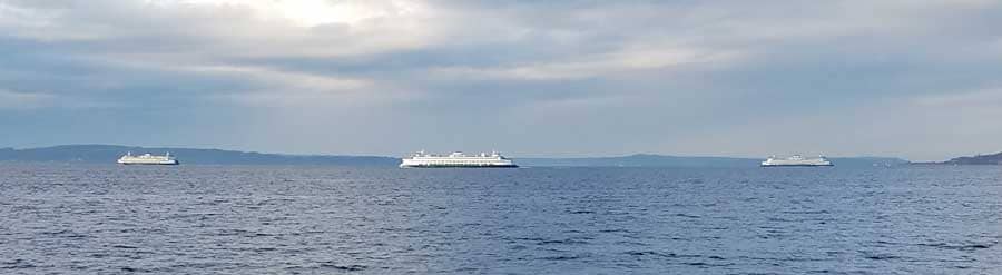 Ferries crossing Puget Sound, Washington