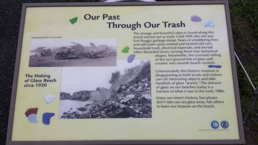 A sign explaining the history of Glass Beach
