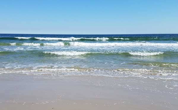 Blue sky and waves on Long Beach Island, New Jersey. 