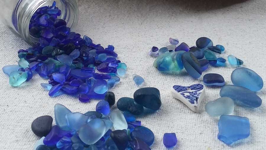 Blue sea glass from Seaham