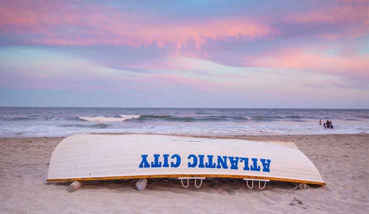 Atlantic City New Jersey Beach Sunset Lifeguard Boat