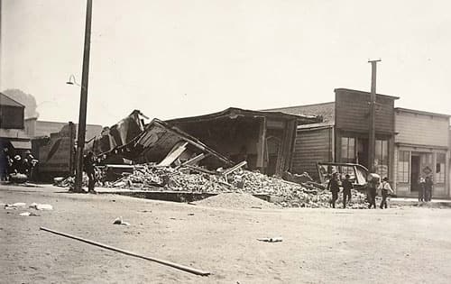 Earthquake damage to the center of Fort Bragg