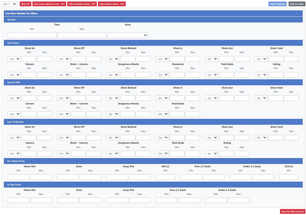 Live Stats Module (LSM) Pro Filters