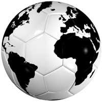 A globe of the world, printed on a football.