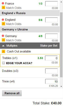 Trixie bet on a betting slip