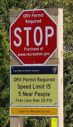 ORV Permit sign at Avon (Beach Access Ramp 34), Outer Banks, North Carolina