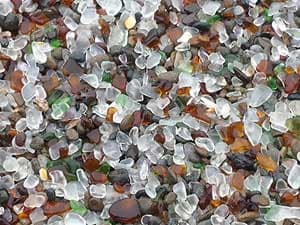 Sea glass laying on Glass Beach, Fort Bragg