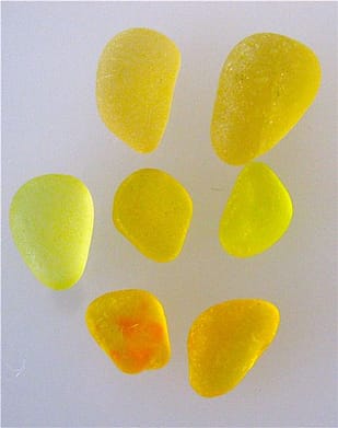 Pieces of yellow sea glass