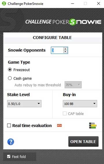 PokerSnowie Review Challenge Configure Table