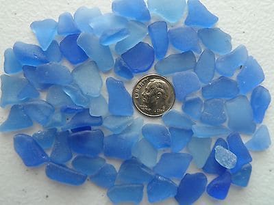 Pieces of cornflower blue sea glass
