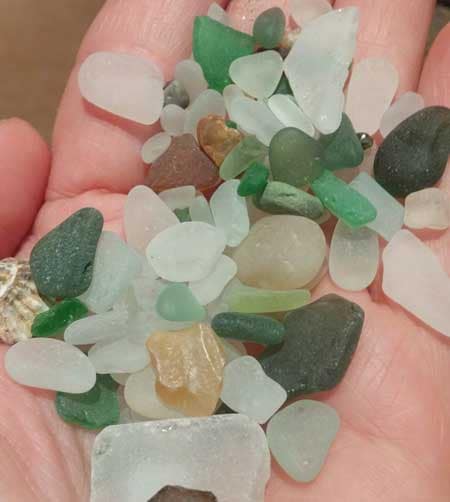Sea glass found at Charmouth, Dorset