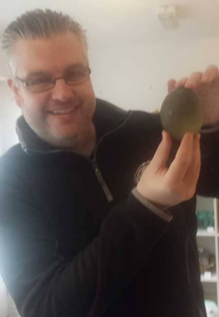 2lb green sea glass egg found at Seaham