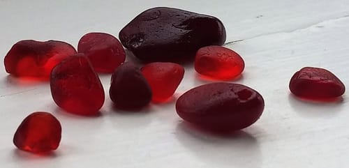 Pieces of red sea glass
