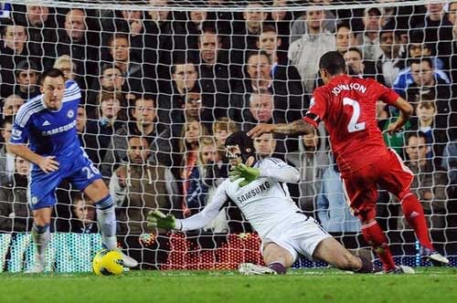 glen-johnson-goal-image Glen Johnson scores for Liverpool against Chelsea.