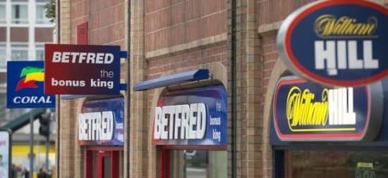 Three different betting shop sit along the same street.