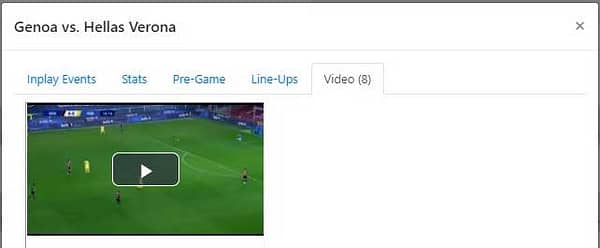 Live Stats Module: Video pop-up