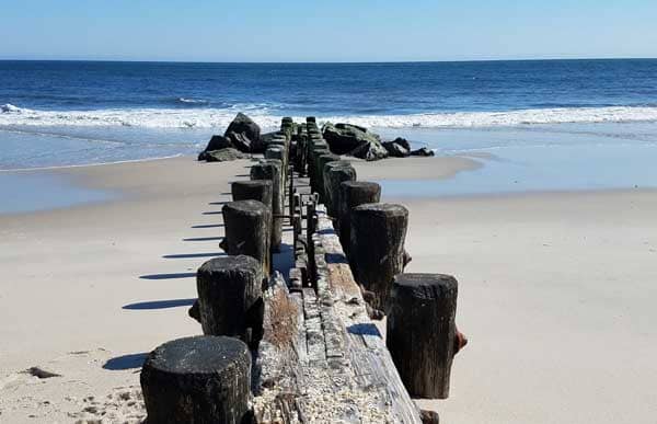 Old wooden pilings on Point Pleasant Beach.
