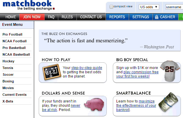 Matchbook betting exchange in 2006