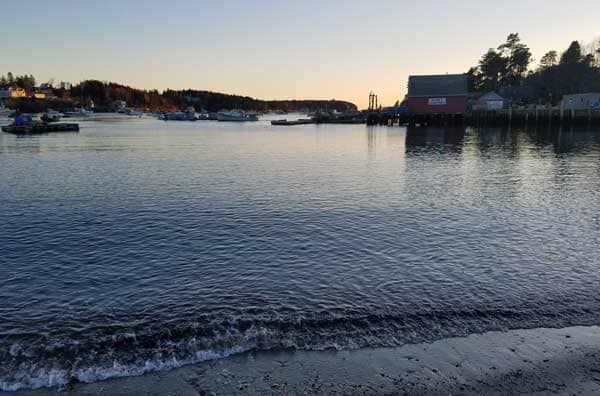 Mackerel Cove, Bailey Island, Maine water at sunset.