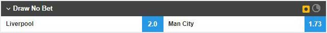 Liverpool v Manchester City Draw No Bet market on Betfair Sportsbook