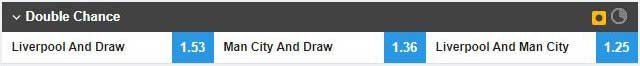 Liverpool v Manchester City Double Chance market on Betfair Sportsbook