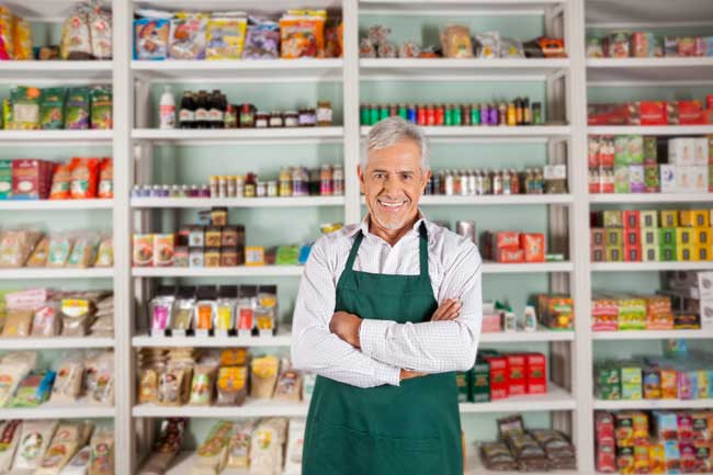 A man working in a grocery store