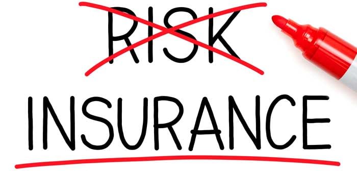 The words "risk" and "insurance" with risk crossed out.