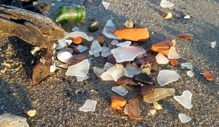 sea glass and treasures on Woodland Beach Delaware