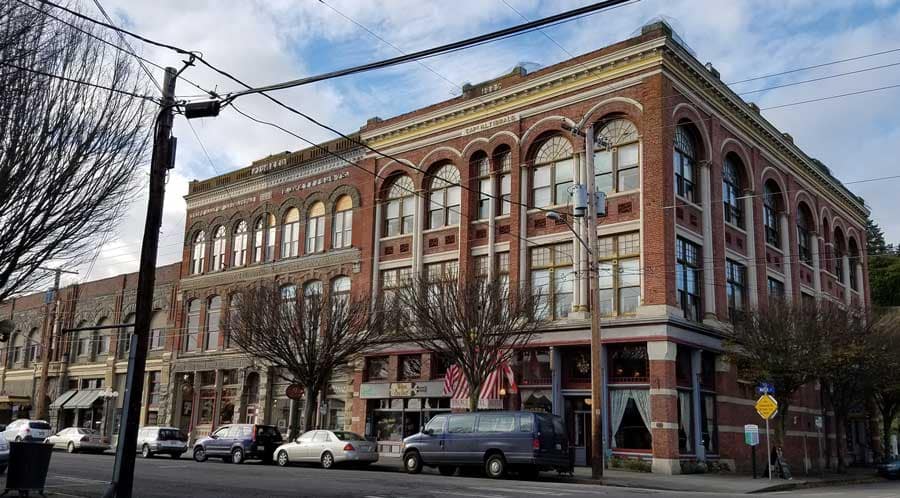 Grand buildings in downtown Port Townsend, Washington