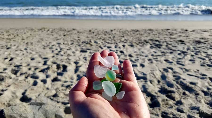 A handful of California sea glass