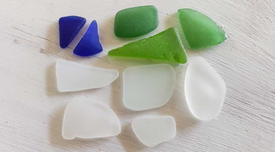 Green and blue sea glass found at Pea Island, Outer Banks