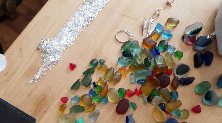 Making sea glass jewelry at Seaham Waves