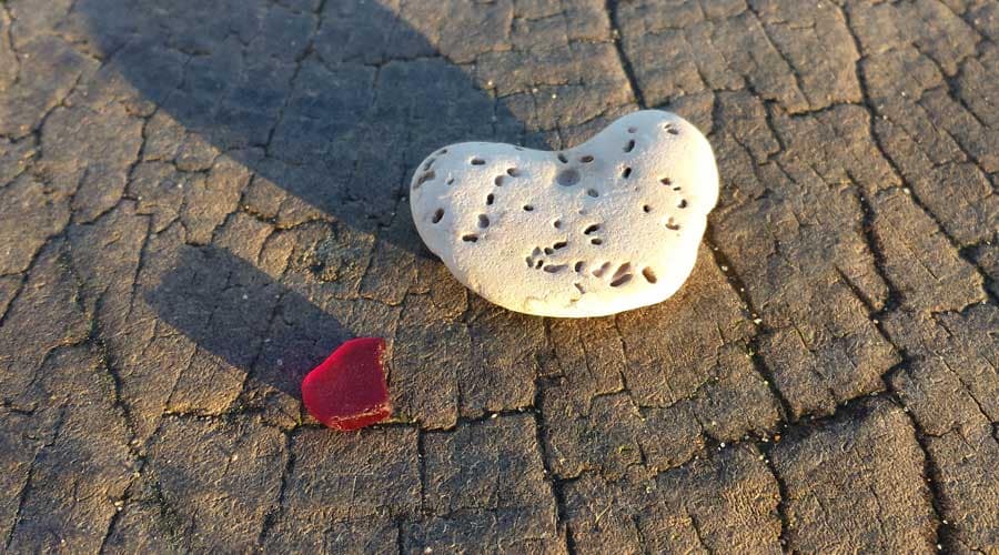 Red sea glass found at Southbourne Beach, Bournemouth