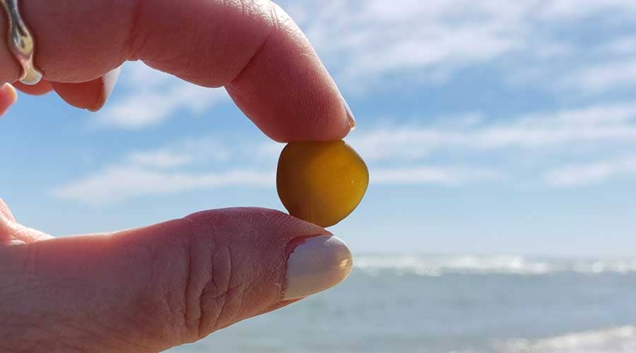 Sea glass found at Buxton Beach, Hatteras Island