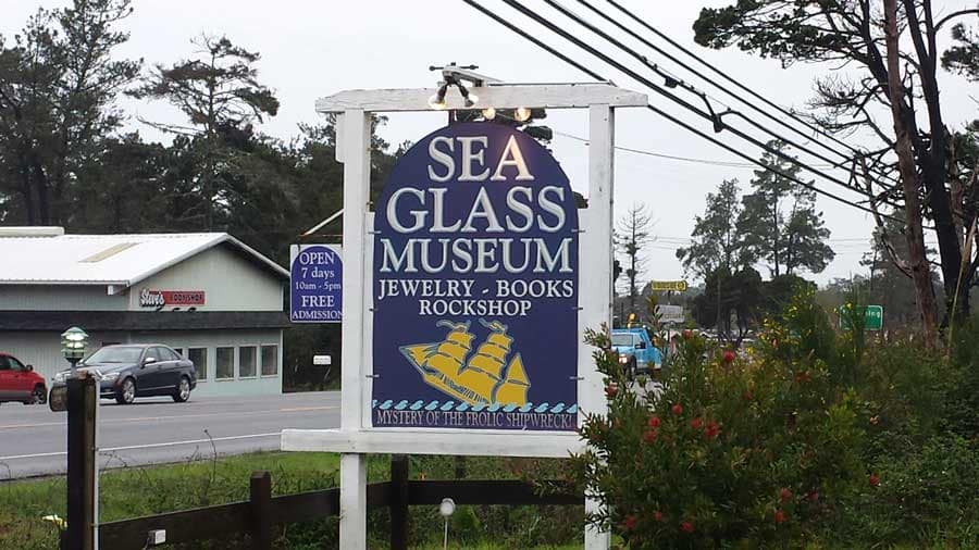 Sign outside the Sea Glass Museum, Fort Bragg, California