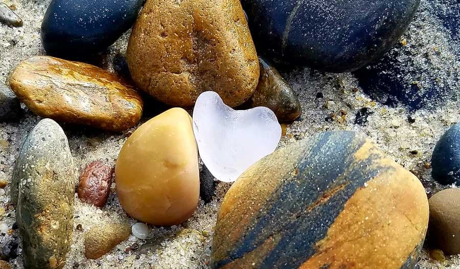 Sea glass heart found at Capistrano Beach Park