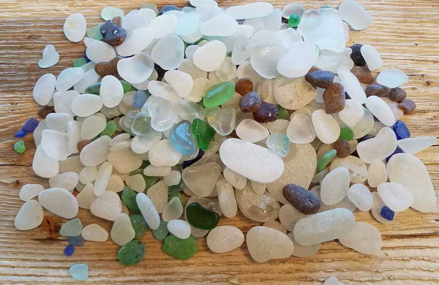 Pile of sea glass found at Glass Beach, Port Townsend