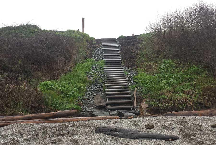 Stairs which lead to the middle site at Glass Beach, Fort Bragg.
