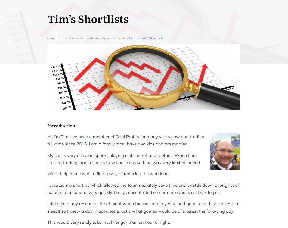 Tim's Shortlists lesson in our Launchpad football trading course